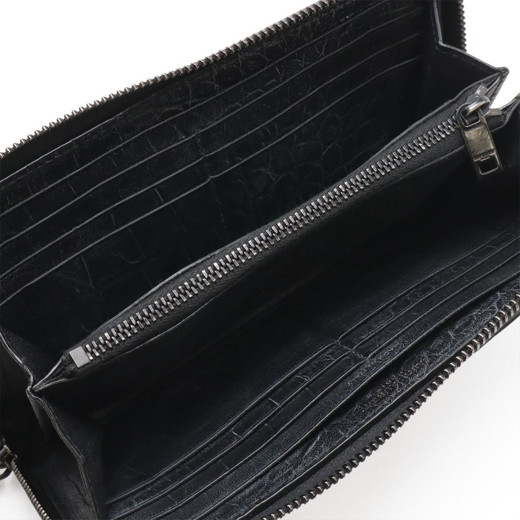 Saint Laurent Paris YSL Yves Zip Around Wallet Croco Leather Black — view 6