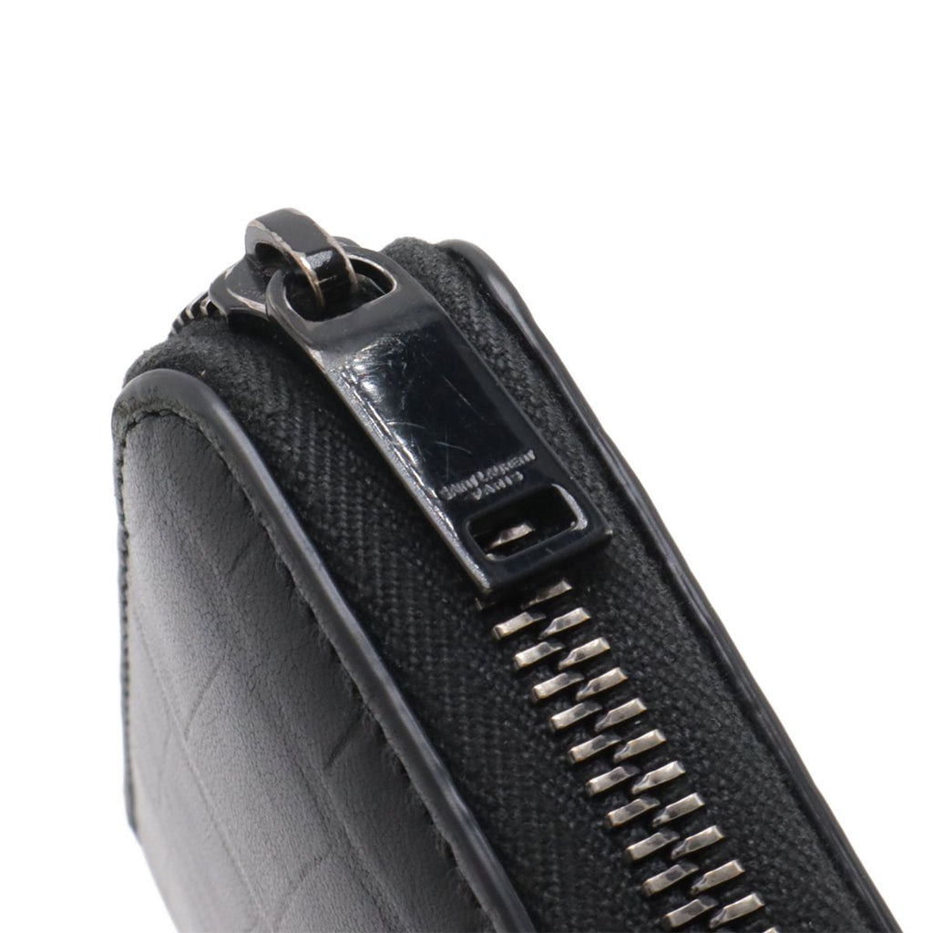 Saint Laurent Paris YSL Yves Zip Around Wallet Croco Leather Black — view 5