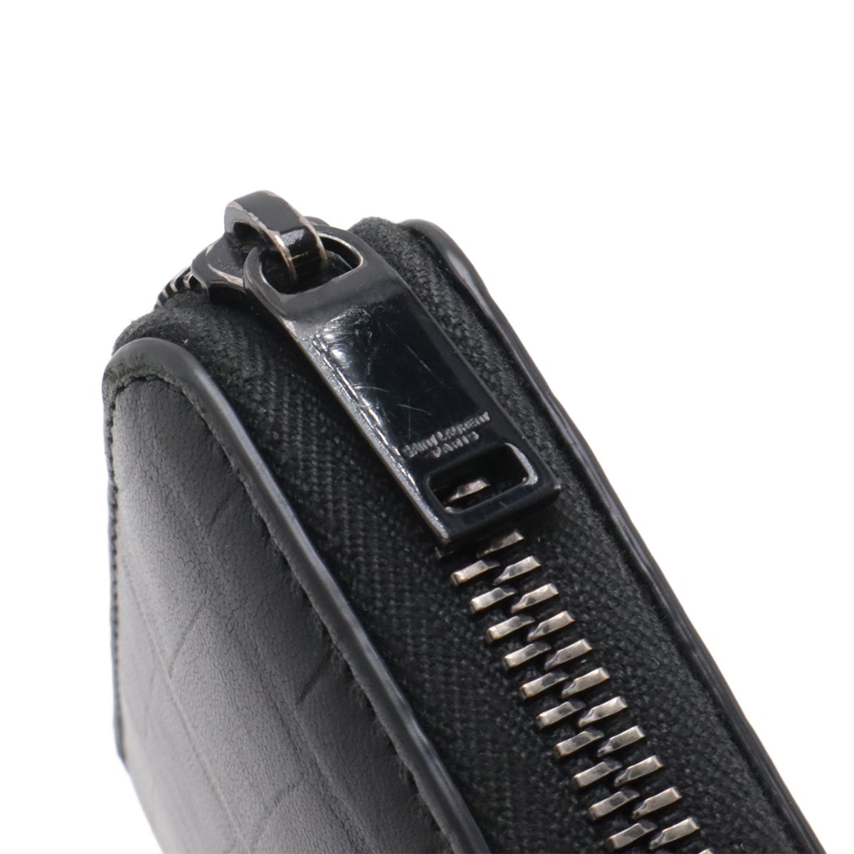 Saint Laurent Paris YSL Yves Zip Around Wallet Croco Leather Black — view 5