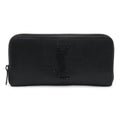 Saint Laurent Paris YSL Yves Zip Around Wallet Croco Leather Black