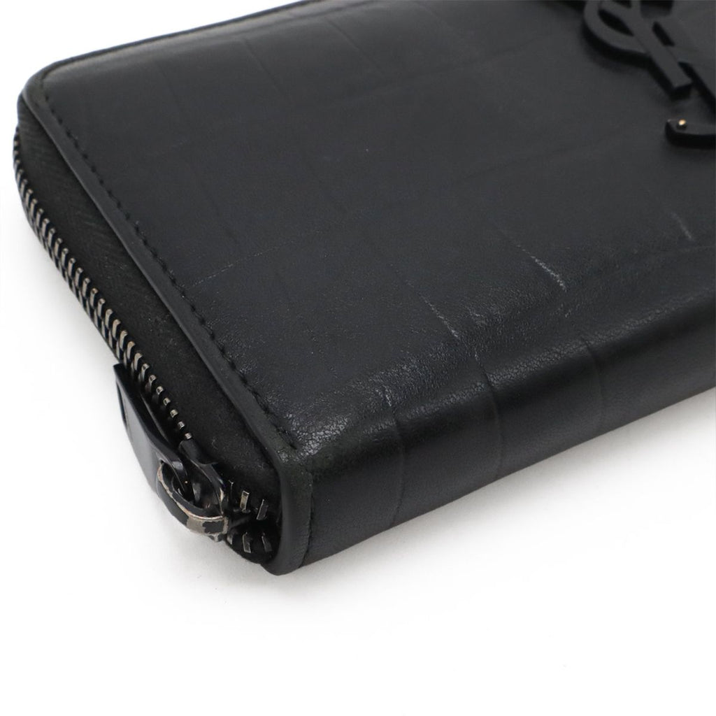 Saint Laurent Paris YSL Yves Zip Around Wallet Croco Leather Black — view 3