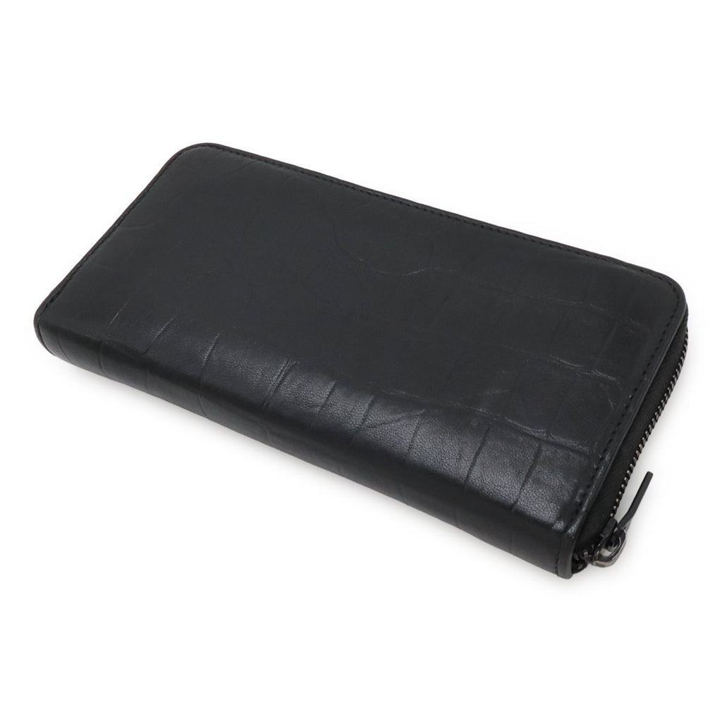 Saint Laurent Paris YSL Yves Zip Around Wallet Croco Leather Black — view 2