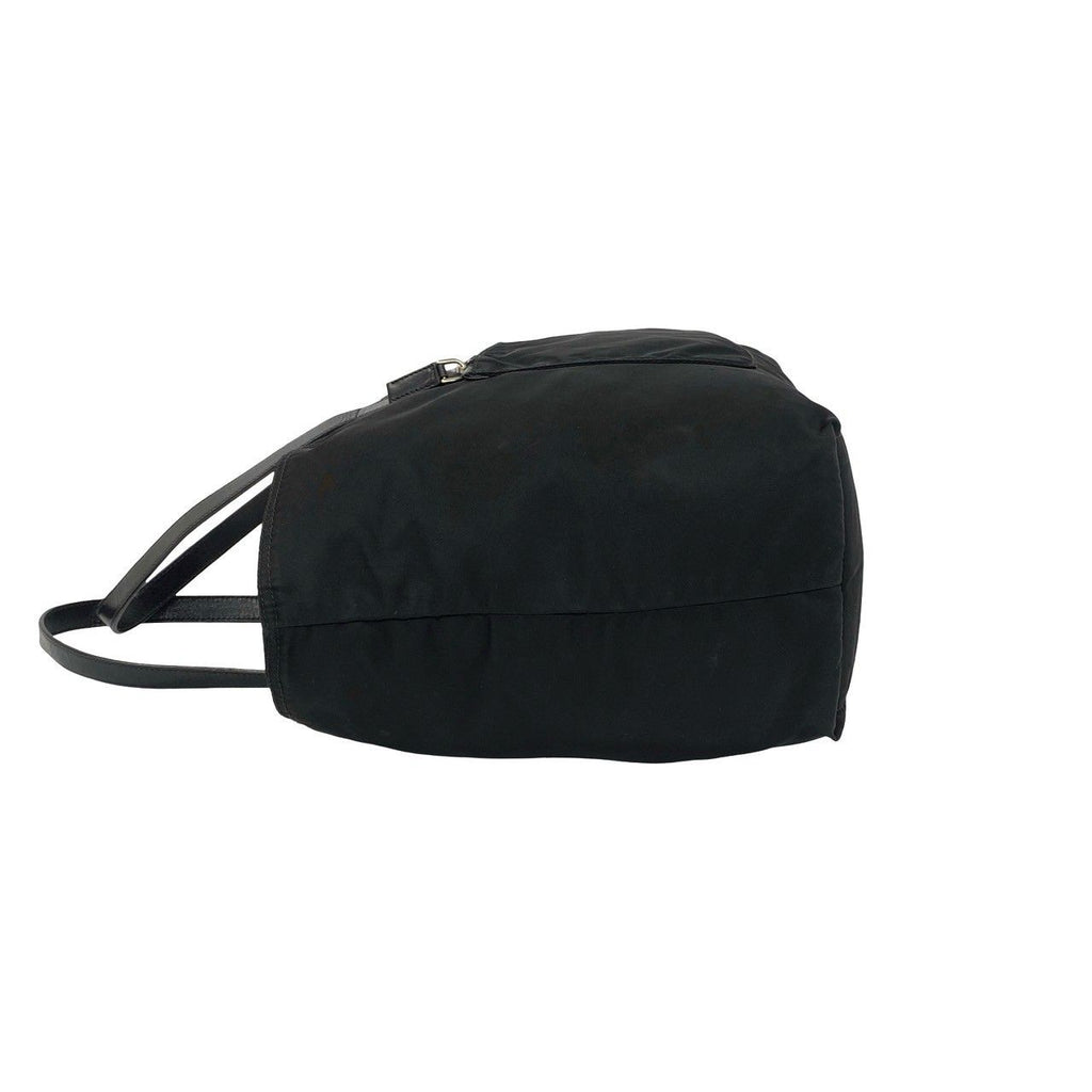 Prada Tessuto Nylon Leather Tote Shoulder Bag Black — view 5