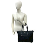 Prada Tessuto Nylon Leather Tote Shoulder Bag Black — view 2