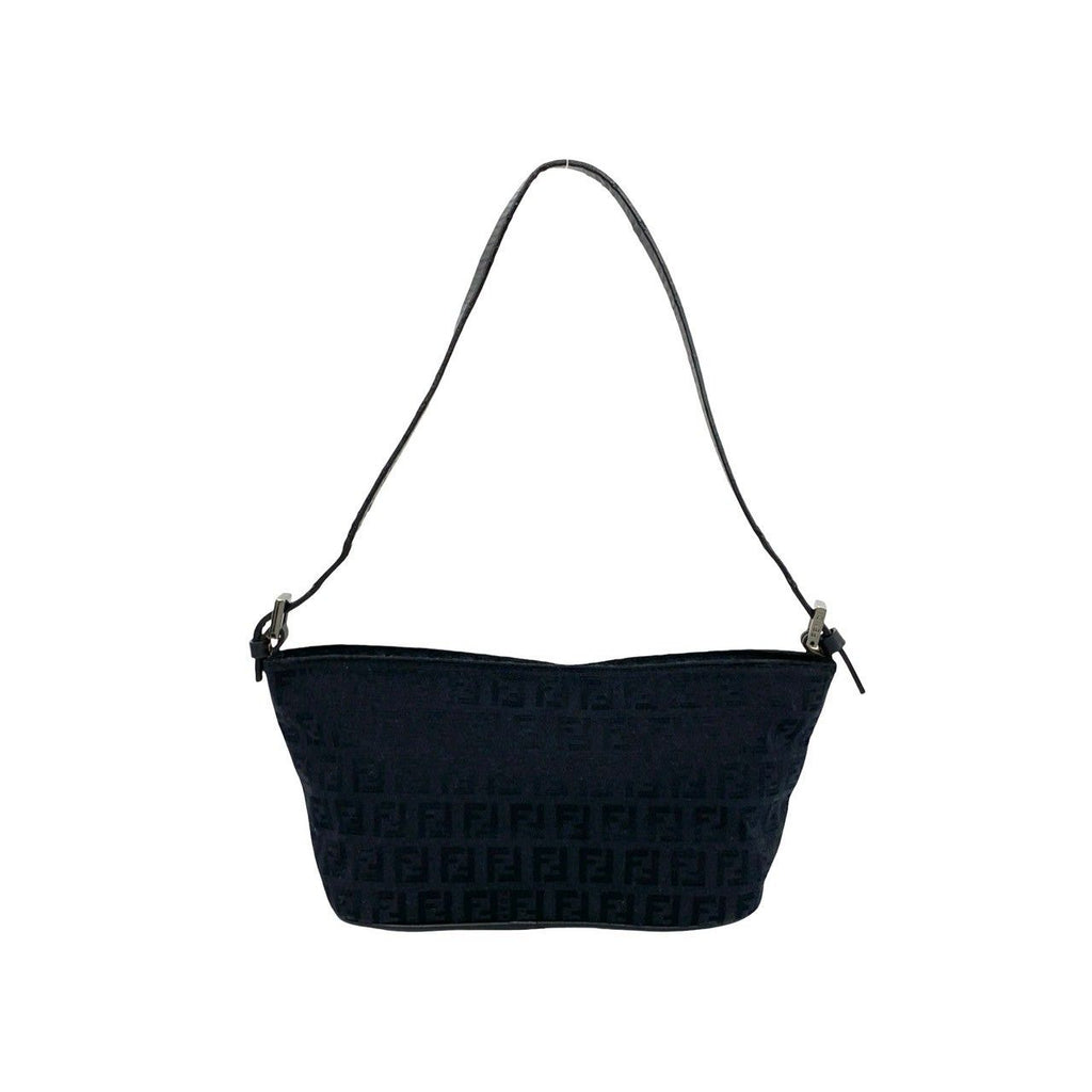 Fendi Zucchino Pattern Canvas Leather Shoulder Bag Pouch Black — view 3