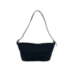 Fendi Zucchino Pattern Canvas Leather Shoulder Bag Pouch Black — view 3