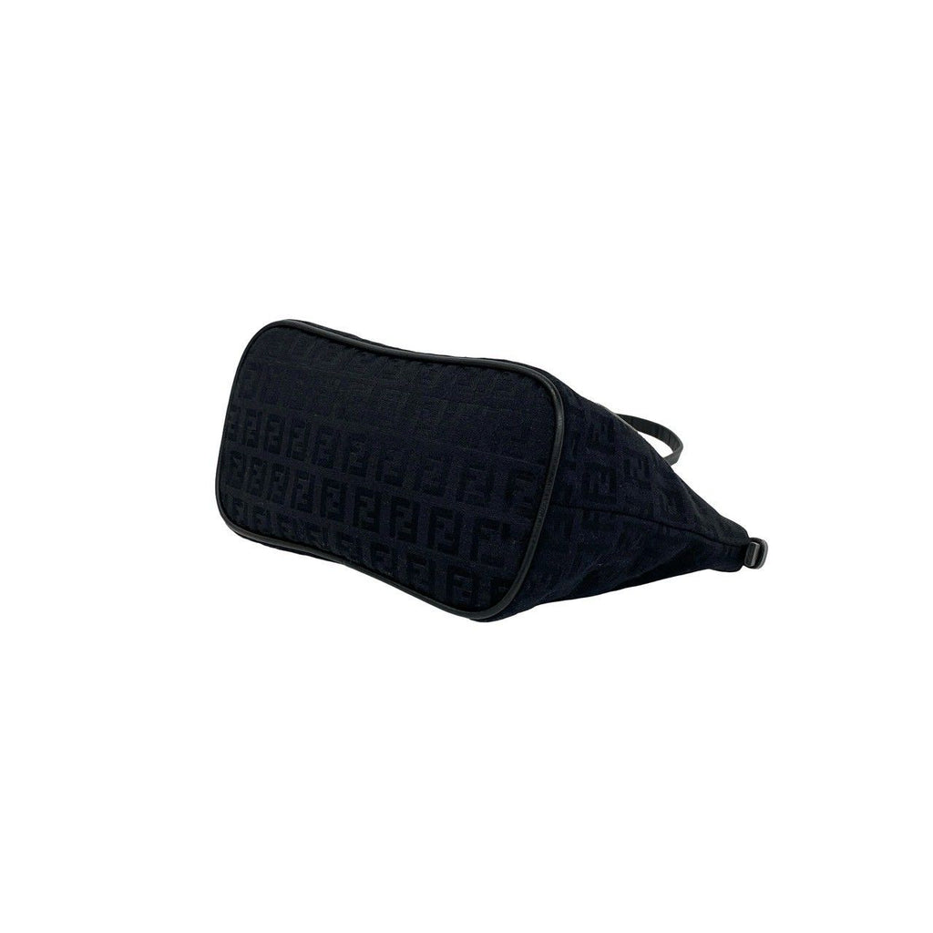 Fendi Zucchino Pattern Canvas Leather Shoulder Bag Pouch Black — view 8