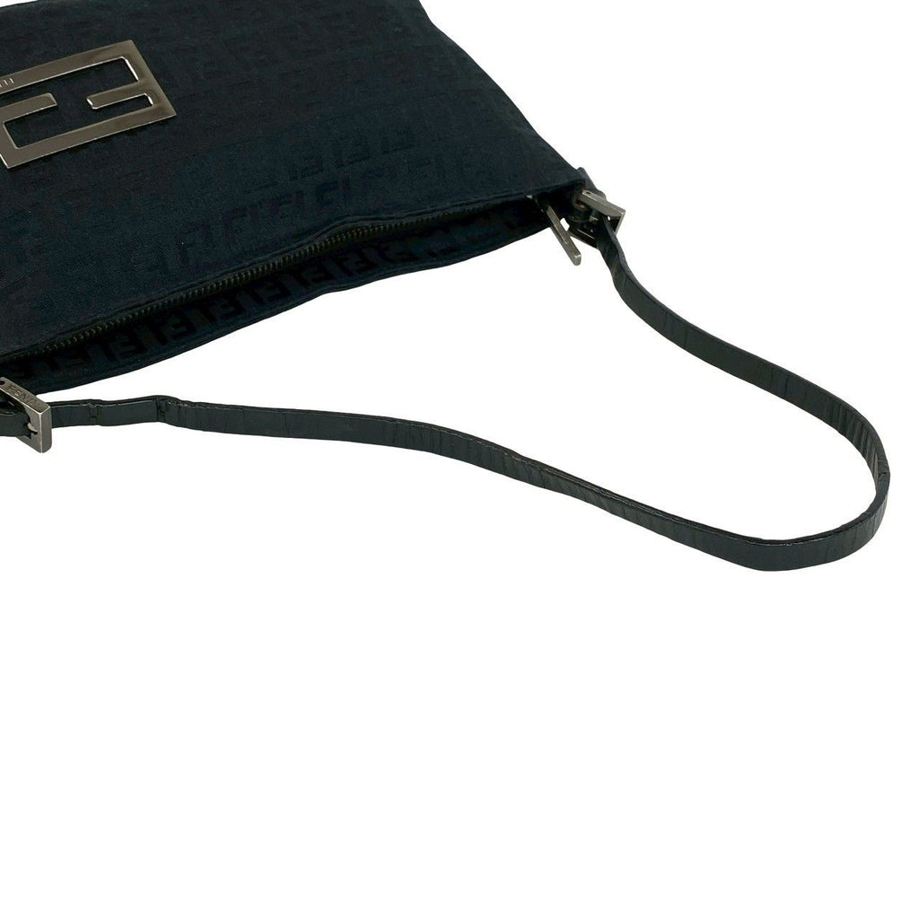 Fendi Zucchino Pattern Canvas Leather Shoulder Bag Pouch Black — view 4