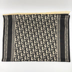 Dior le Shawl Black Beige Cashmere Silk Vintage Scarf — view 3
