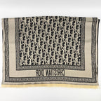 Dior le Shawl Black Beige Cashmere Silk Vintage Scarf — view 6