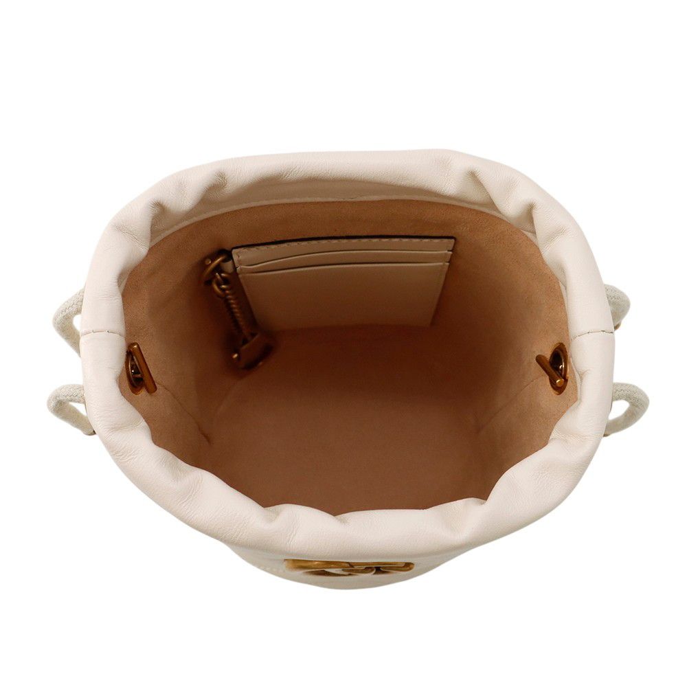 Gucci Chain Shoulder Bag GG Marmont Mini Small Quilted Drawstring White — view 5
