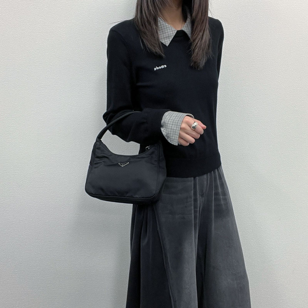 Prada Handbag Black Nylon Vintage