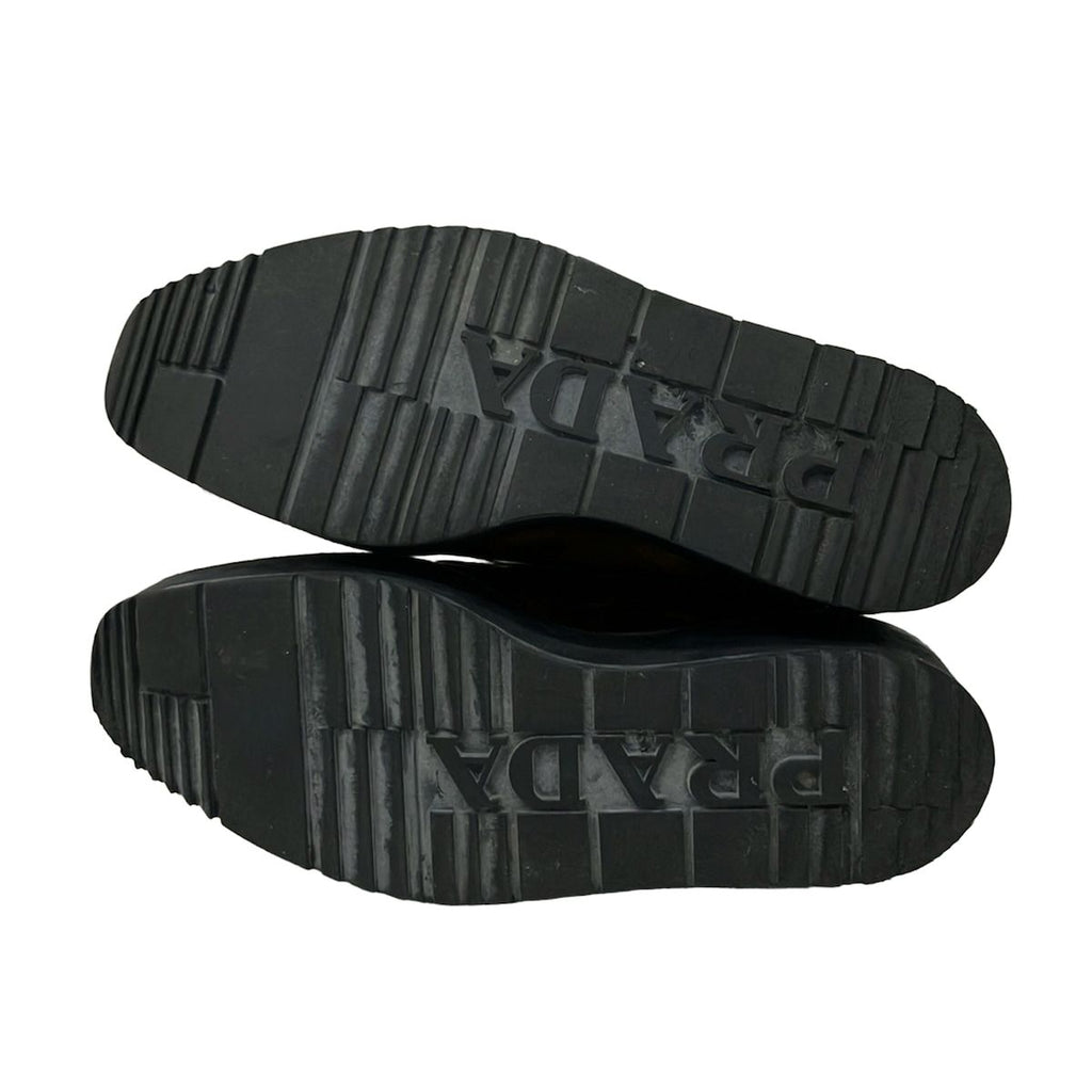Prada Loafers 37 Ready Sue Brown Black Thick Bottom Lace Sew Up Leather — view 4