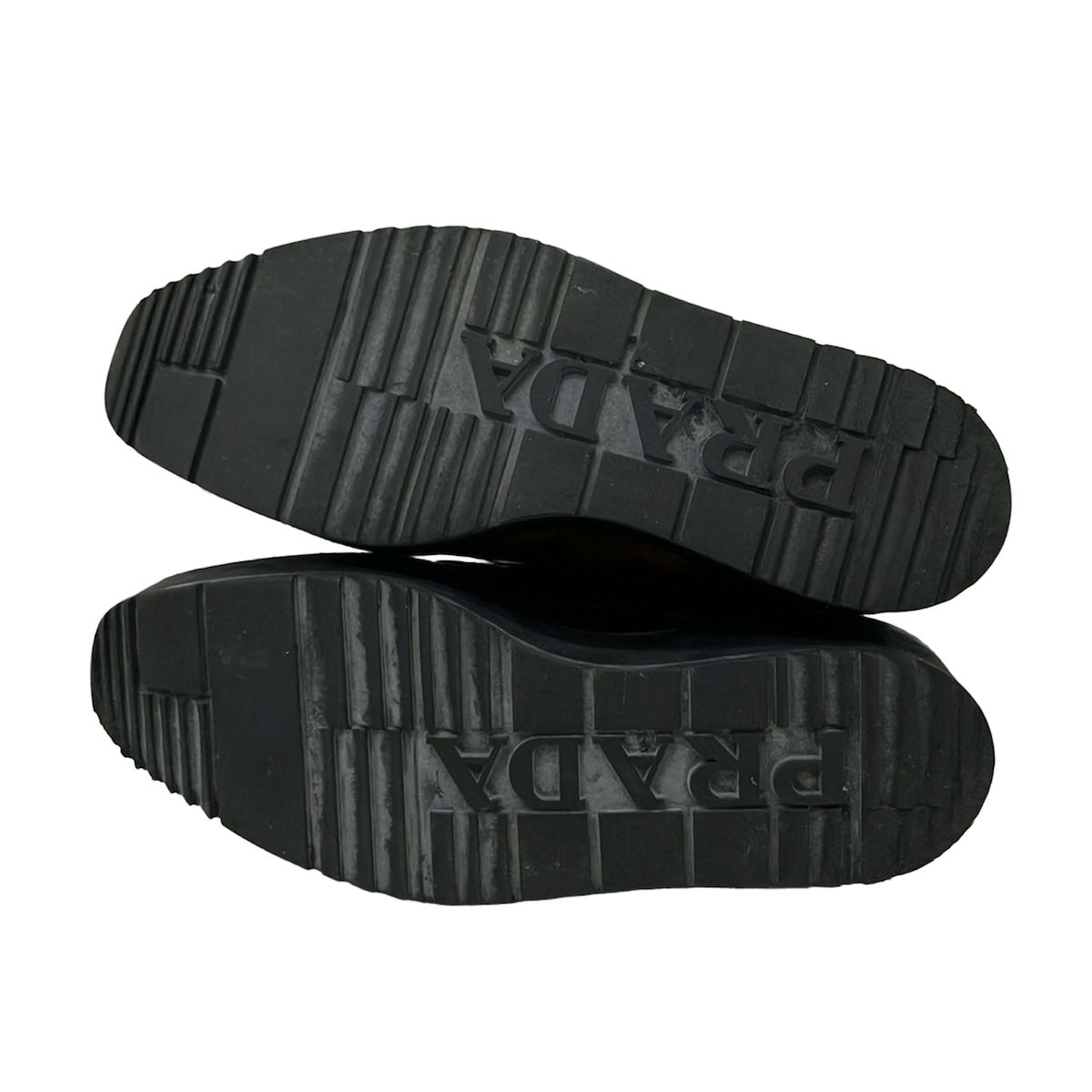 Prada Loafers 37 Ready Sue Brown Black Thick Bottom Lace Sew Up Leather — view 4