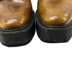 Prada Loafers 37 Ready Sue Brown Black Thick Bottom Lace Sew Up Leather — view 9