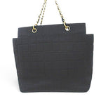 Chanel Choco Bar CC Logo Tote Chain Shoulder Black Leather Cotton Gold — view 3