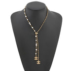 Chanel Necklace CC Logo Rhinestone Faux Pearl — view 4