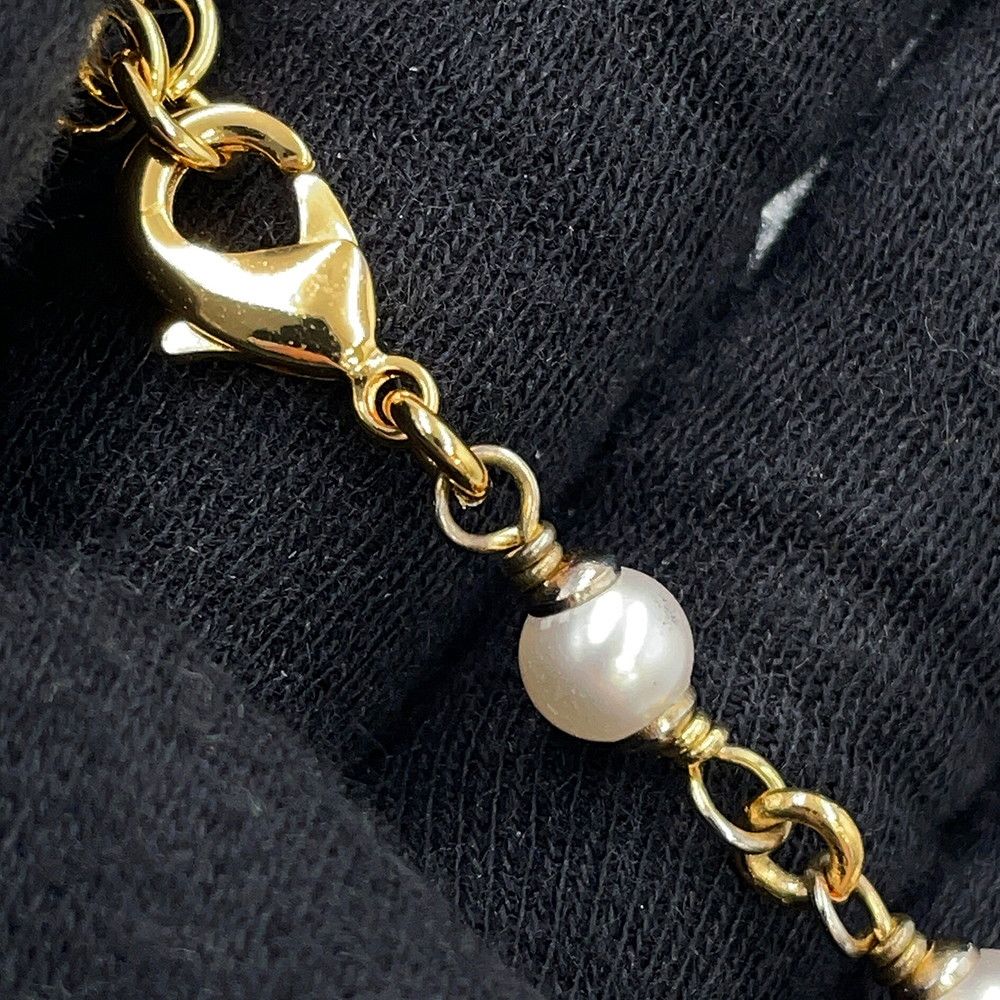 Chanel Necklace CC Logo Rhinestone Faux Pearl — view 9