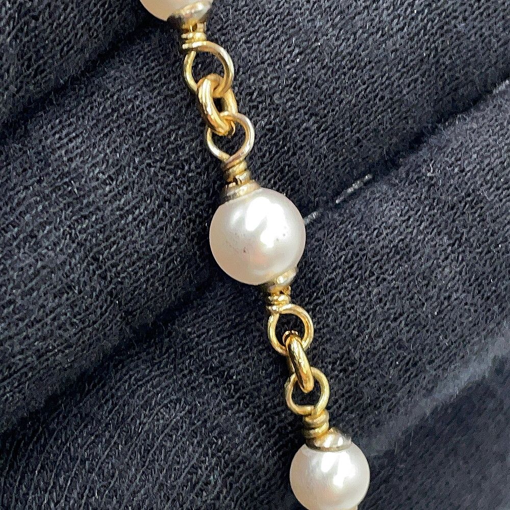 Chanel Necklace CC Logo Rhinestone Faux Pearl — view 7