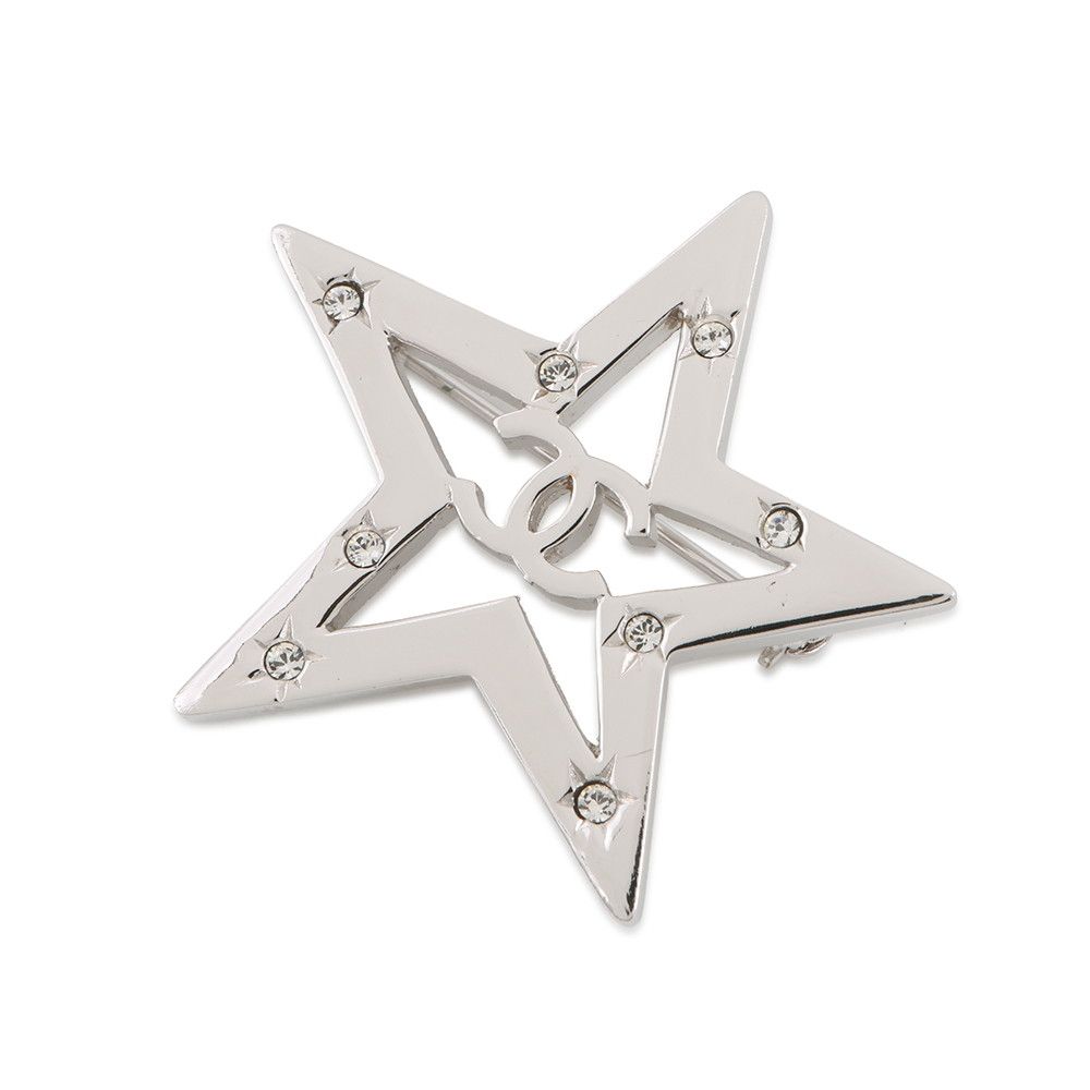 Chanel Brooch CC Logo Star Rhinestone 06c