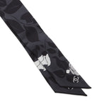 Chanel Scarf CC Logo Camellia All Over Pattern Silk Black — view 4