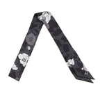 Chanel Scarf CC Logo Camellia All Over Pattern Silk Black