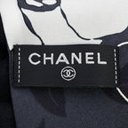 Chanel Scarf CC Logo Camellia All Over Pattern Silk Black — view 7