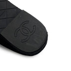 Chanel Espadrilles CC Logo Flat Shoes Velvet Raffia 39c Slip on Black — view 6