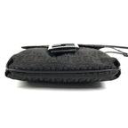 Fendi Shoulder Bag Zucchino Logo Leather Canvas Black — view 5