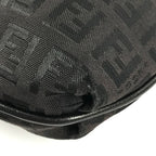 Fendi Shoulder Bag Zucchino Logo Leather Canvas Black — view 6