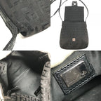 Fendi Shoulder Bag Zucchino Logo Leather Canvas Black — view 8