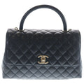 Chanel Coco Handle 29 2-Way Shoulder Bag Black Caviar Leather Gold