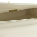 Chanel Top Handle 2-Way Shoulder Bag Chain White Shiny Calfskin Gold — view 5