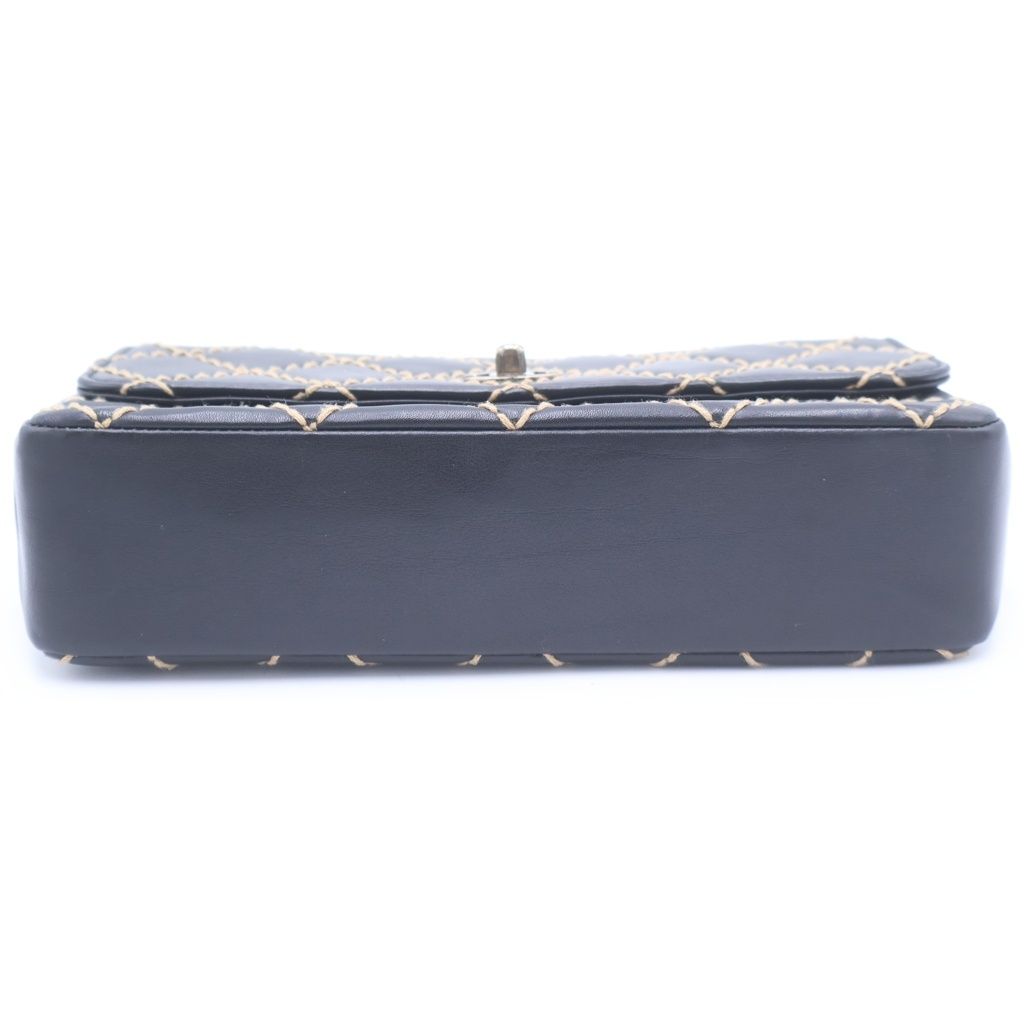 Chanel Quilted 25 Wild Stitch Chain Shoulder Bag Black Leather Gold — view 5
