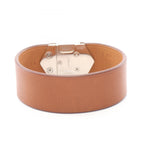 Hermes Bangle Super Brown Silver Stainless Steel Leather Bracelet — view 2