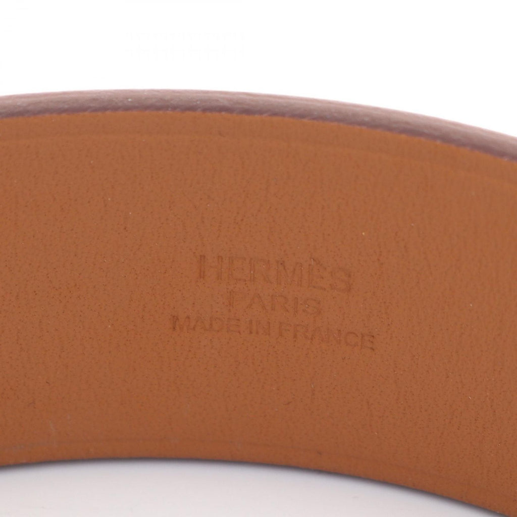 Hermes Bangle Super Brown Silver Stainless Steel Leather Bracelet — view 4