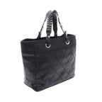 Chanel Tote Paris Biarritz MM Black Canvas Leather MM — view 2