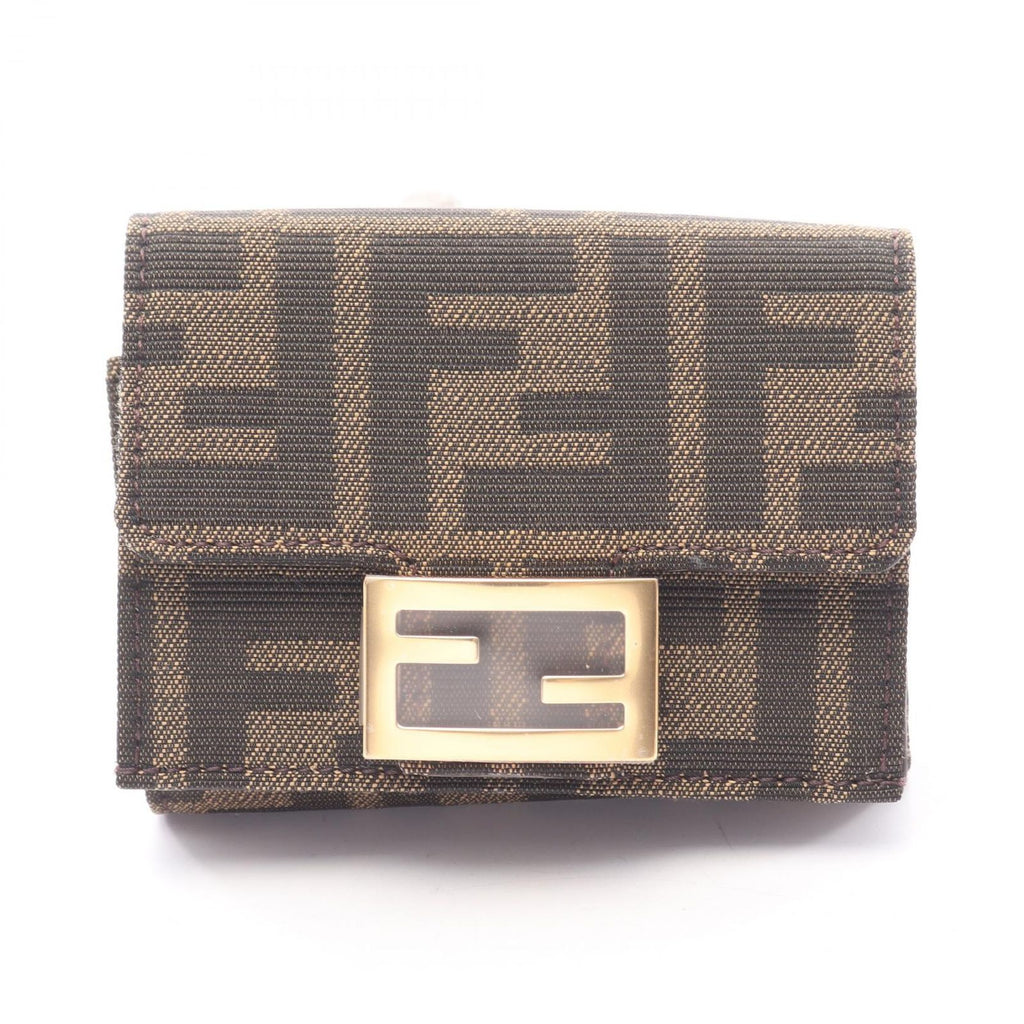 Fendi Trifold Wallet Baguette Zucca Brown Canvas
