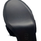 Chanel Sandals CC Logo Camellia Heels Velvet 39c Shoes Black — view 5