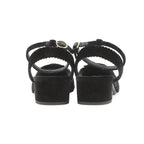 Chanel Sandals CC Logo Camellia Heels Velvet 39c Shoes Black — view 3