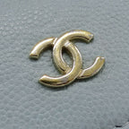 Chanel Wallet Trifold Caviar Leather Camellia Light Blue Gold Compact — view 4