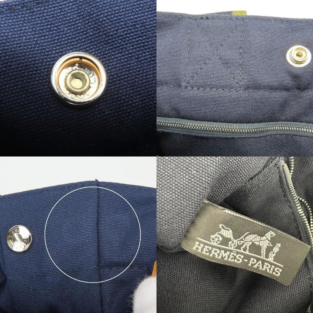 Hermes Tote Fourre Tout PM Canvas Navy Olive Daily Use — view 8