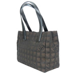 Chanel Tote New Travel Line PM CC Logo Jacquard Nylon Leather Dark Brown Black — view 2