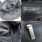 Chanel Tote New Travel Line PM CC Logo Jacquard Nylon Leather Dark Brown Black — view 8