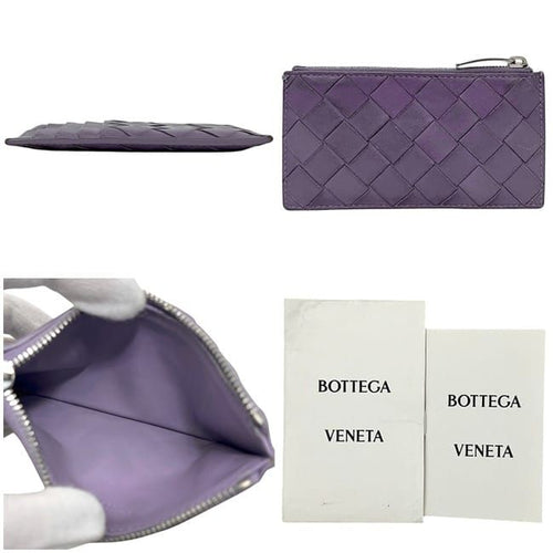 Bottega Veneta Coin Case Purple Intrecciato Purse — view 2