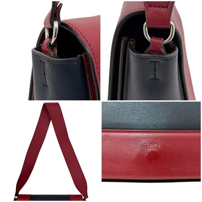 Celine Frame Shoulder Bag Red Navy Blue — view 4