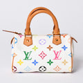 Louis Vuitton Monogram Multicolor Mini Speedy Handbag Vachetta Leather White