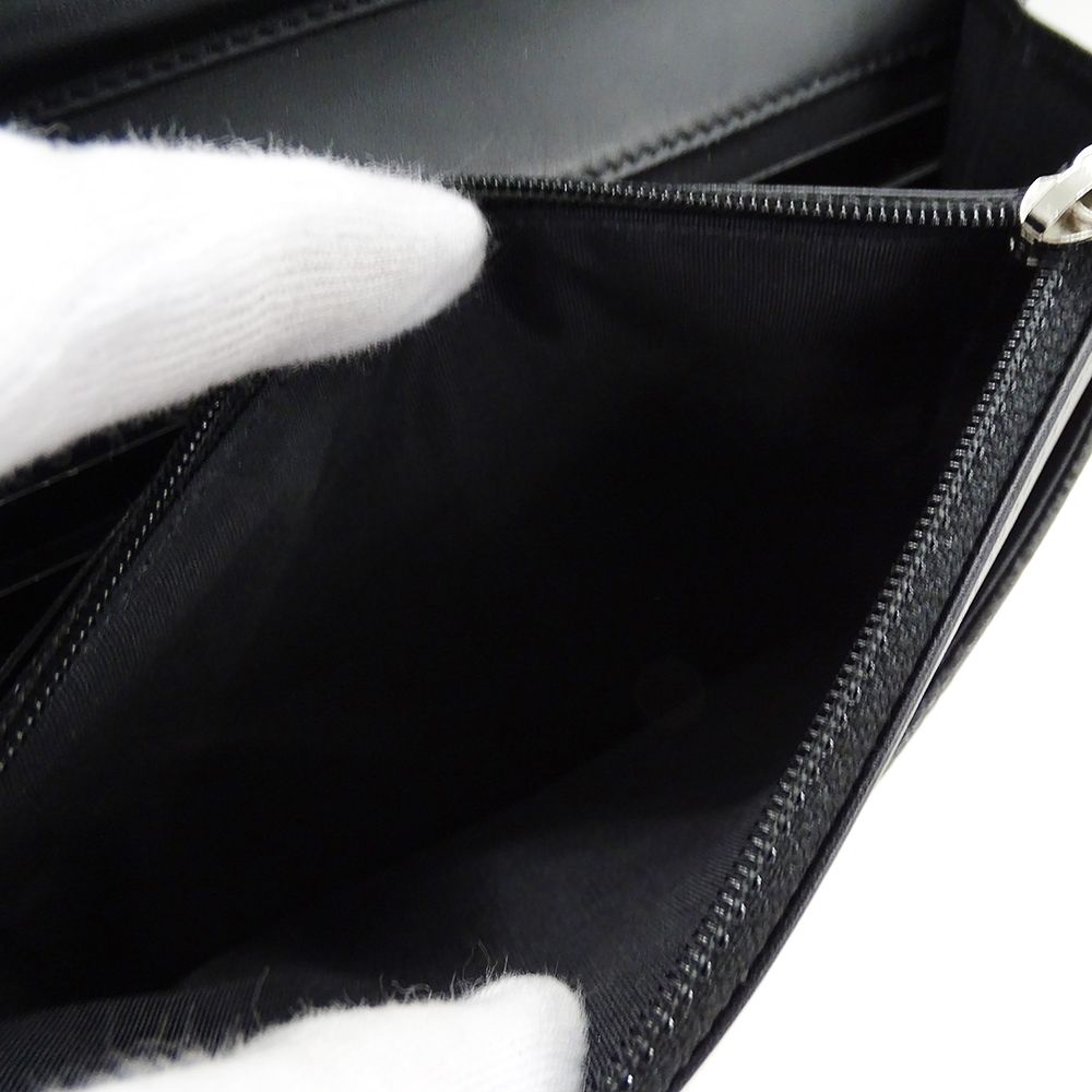 Chanel Wallet Shoulder Caviar Leather CC Logo Black Silver — view 7