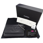 Chanel Wallet Shoulder Caviar Leather CC Logo Black Silver — view 9