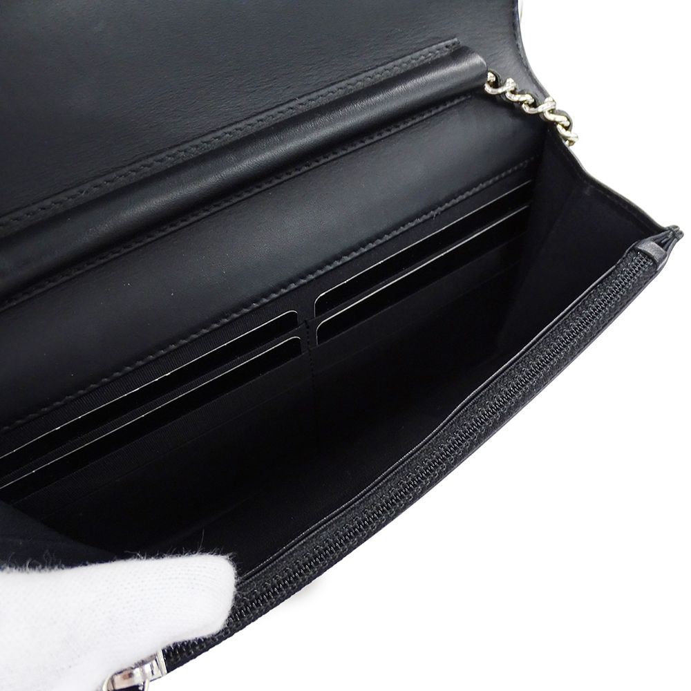 Chanel Wallet Shoulder Caviar Leather CC Logo Black Silver — view 6